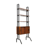 Modular storage cabinet and teak bookcase. Italy, 60s