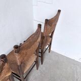 Set of 6 straw and oak Beauche chairs.