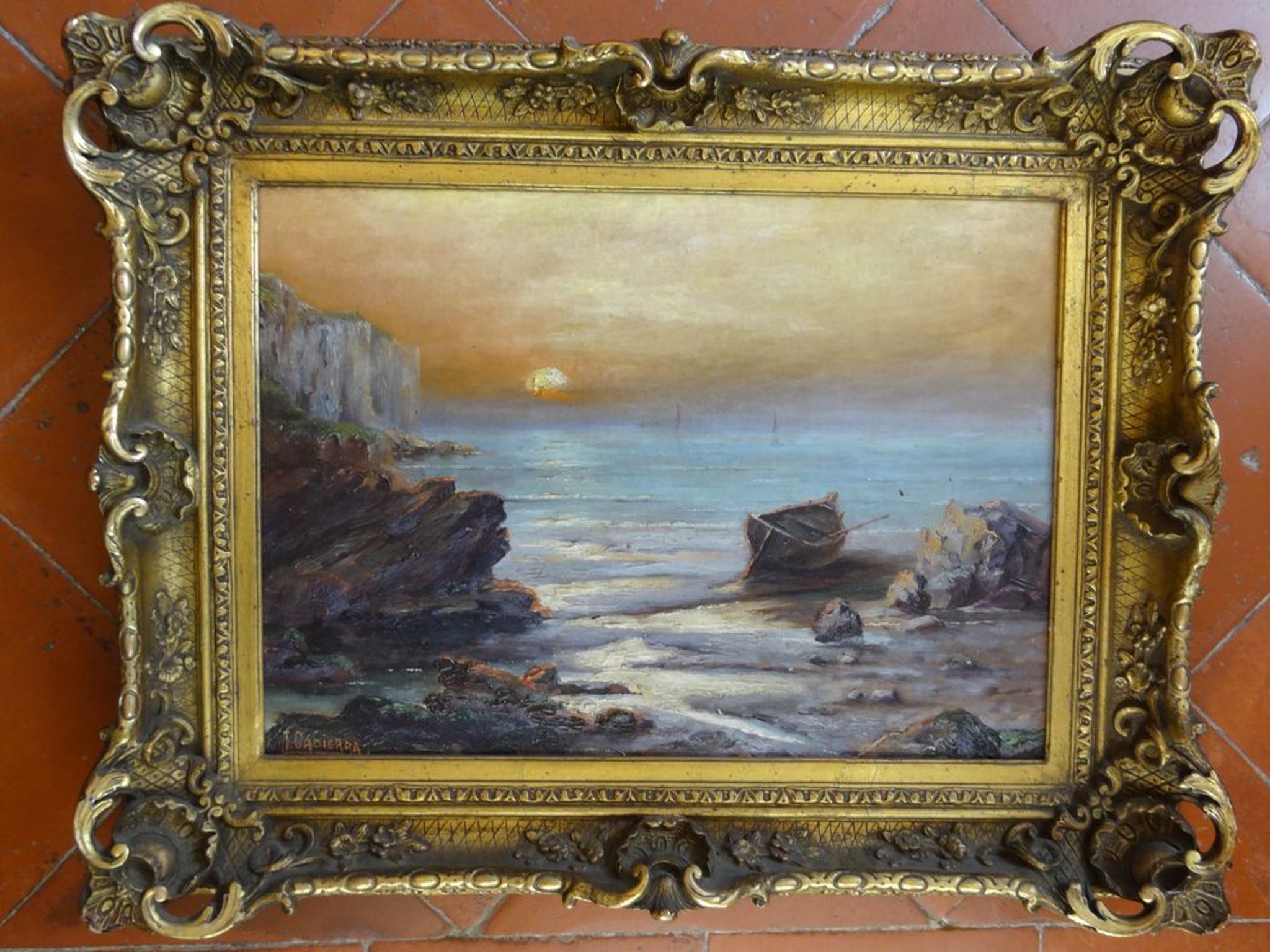 Marine, oil painting on canvas by Louis CADIERRA, 60 x 47 cm