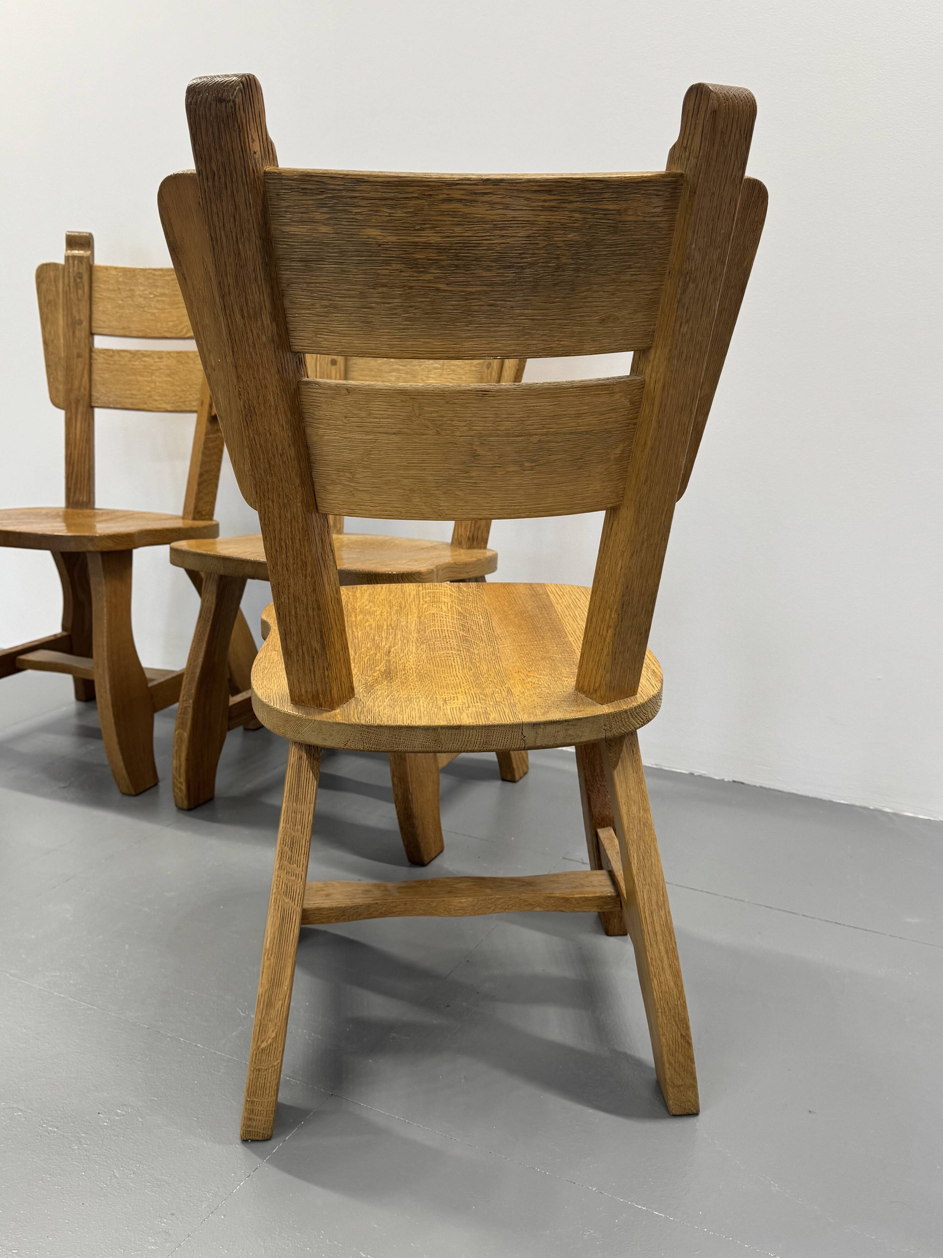 4 Vintage Brutalist Wooden Chairs