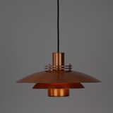 Lampe suspendue en cuivre vintage danoise par Form light, années 1980.