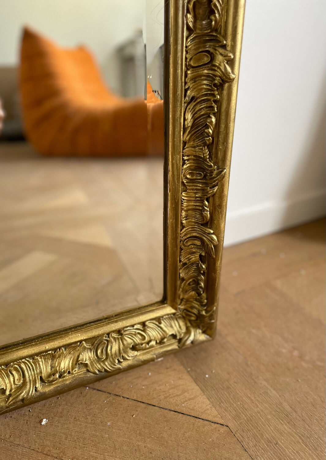 Large old Louis-Philippe shell mirror 165x97 cm