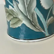 Large duck green ceramic vase with floral decoration - Handmade in Macau
