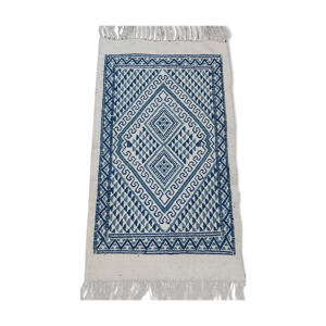 Tapis margoum blanc et bleu traditionnel