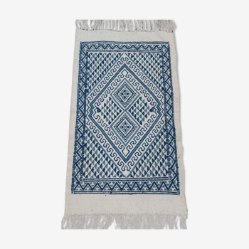 Traditional white and blue margoum carpet