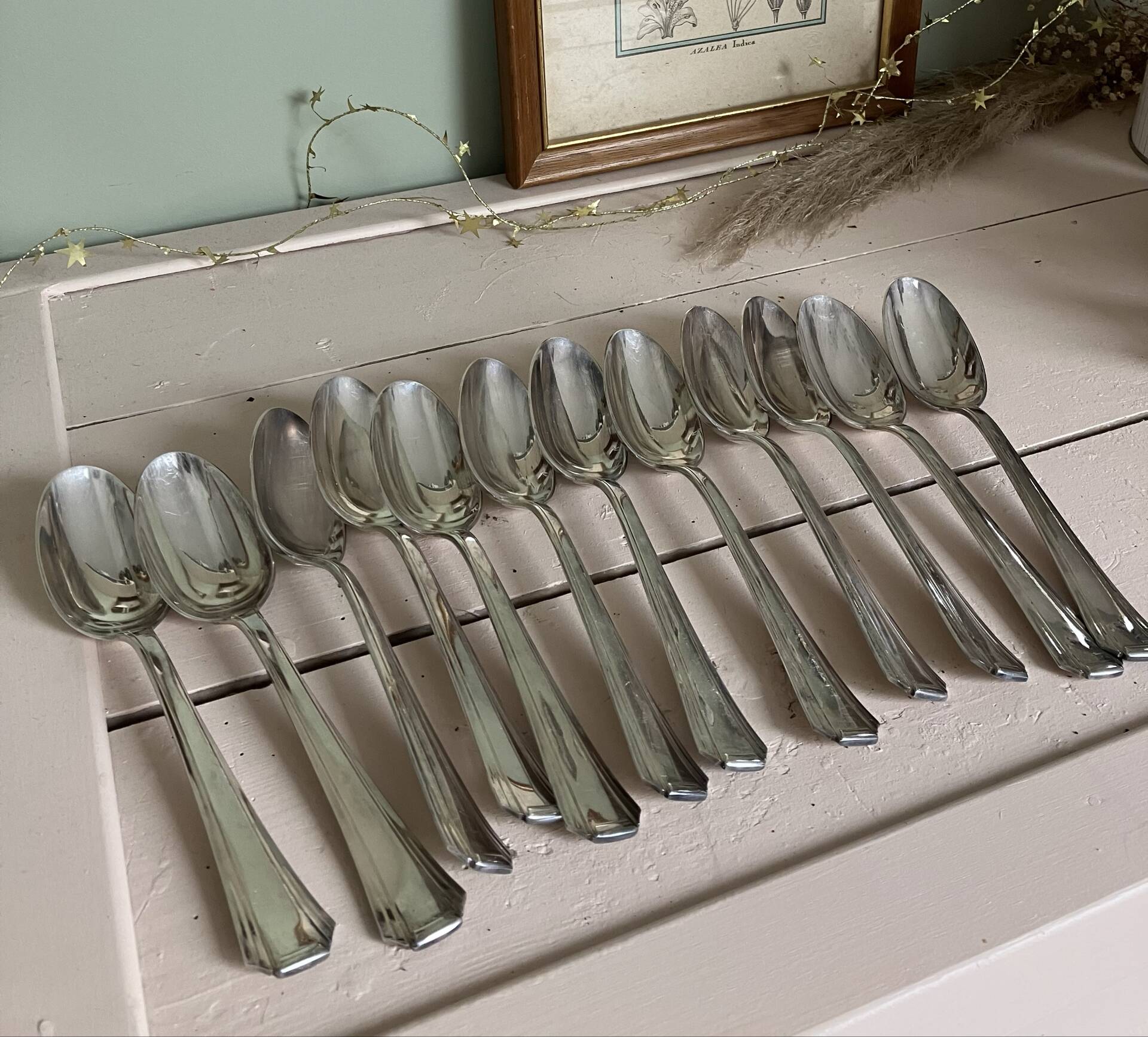 Set of 12 vintage soup spoons Arr deco Argental