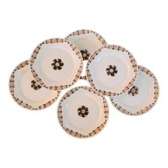 Flat earthenware plates old Badonviller model rosette vintage