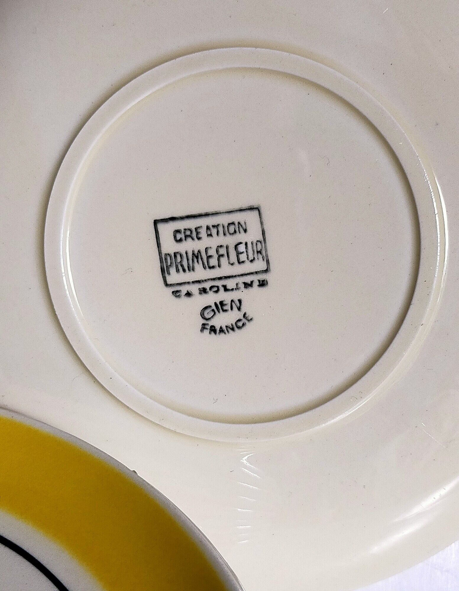 Ten dessert plates faience from gien creation primefleur, vintage "caroline" service
