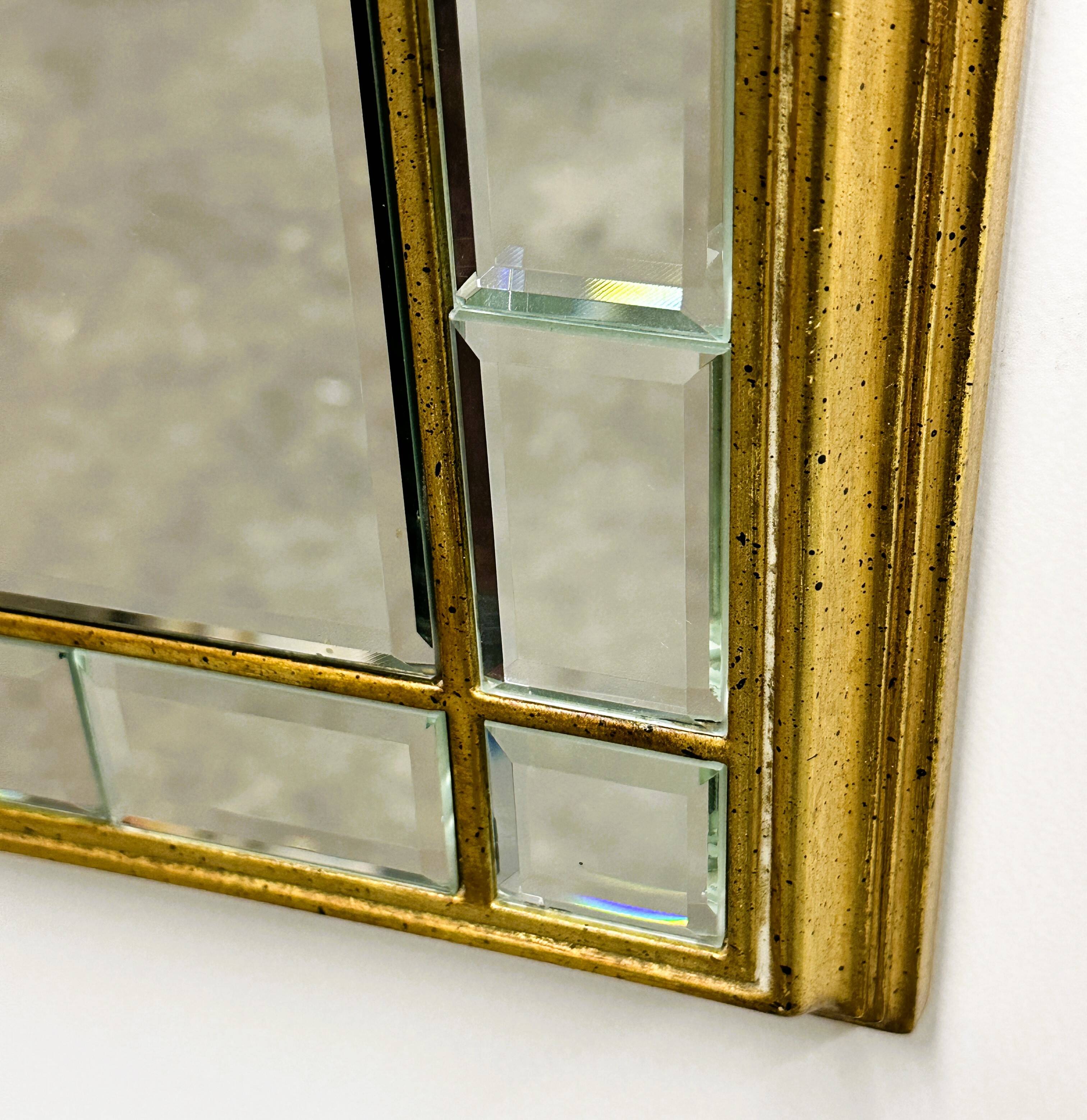 Vintage Large facet cut luxury mirror with gilded frame by Deknudt, 1980s.