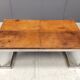 Table basse en cuir et chrome, années 1970