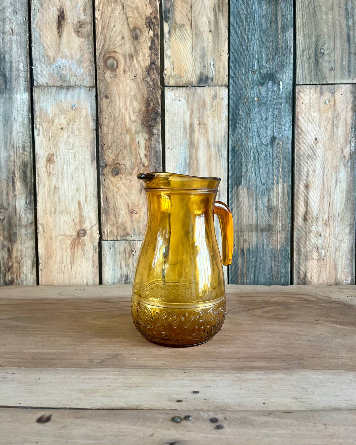 70s yellow glass pitcher