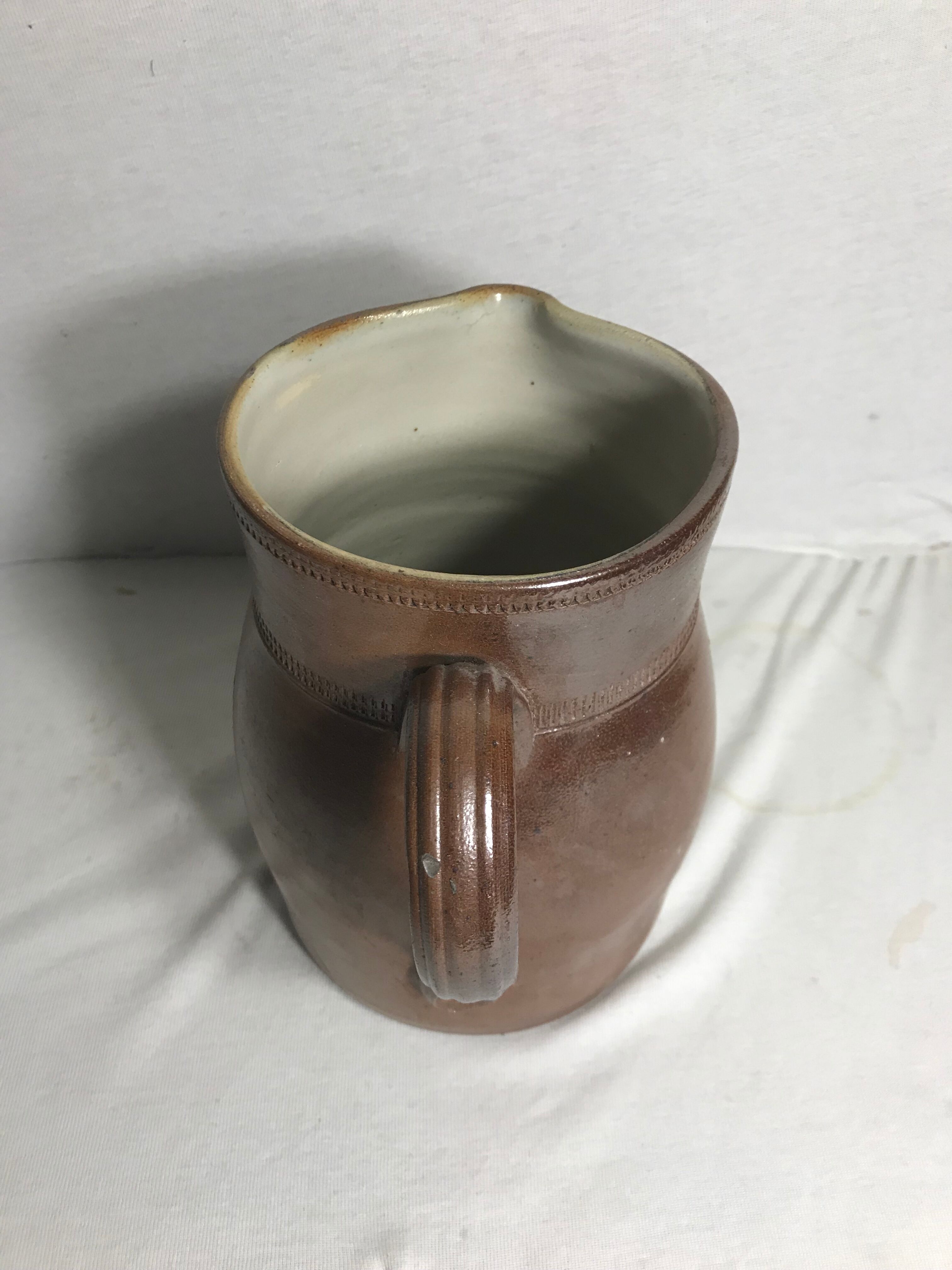 Former ceramics pitcher marron int white years 60 art de la table vintage