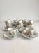 12 ironstone coffee cups with polychrome floral decoration, KG Lunéville