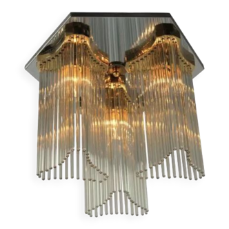 Ceiling lamp rods stalactites glass waterfall sciolari, 1970