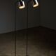 Pair of floor lamps in black metal with brushed aluminum shades, 1970s