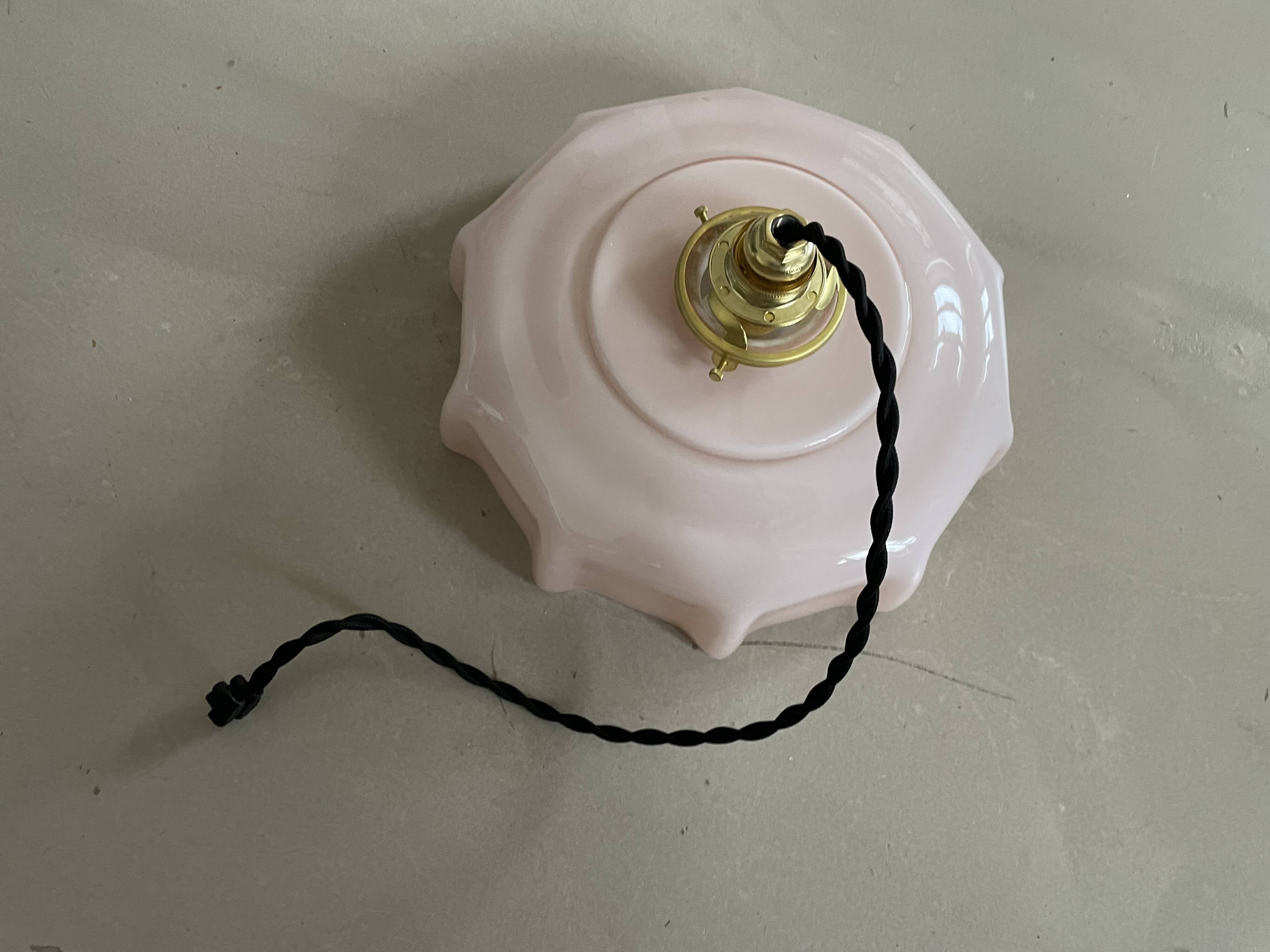 Old pink opaline pendant light