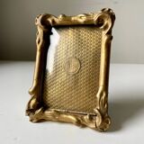 Cadre antique en bois doré art nouveau 11,5 cm x 8,5 cm verre convexe