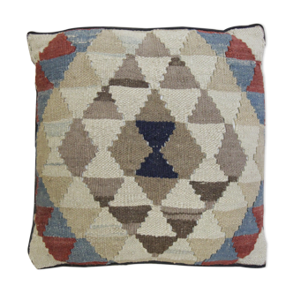 Handmade Geometric Kilim Cushion Cover Beige Blue Scatter Cushion