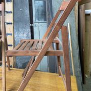 Paire de chaises terrasse pliable bois vintage