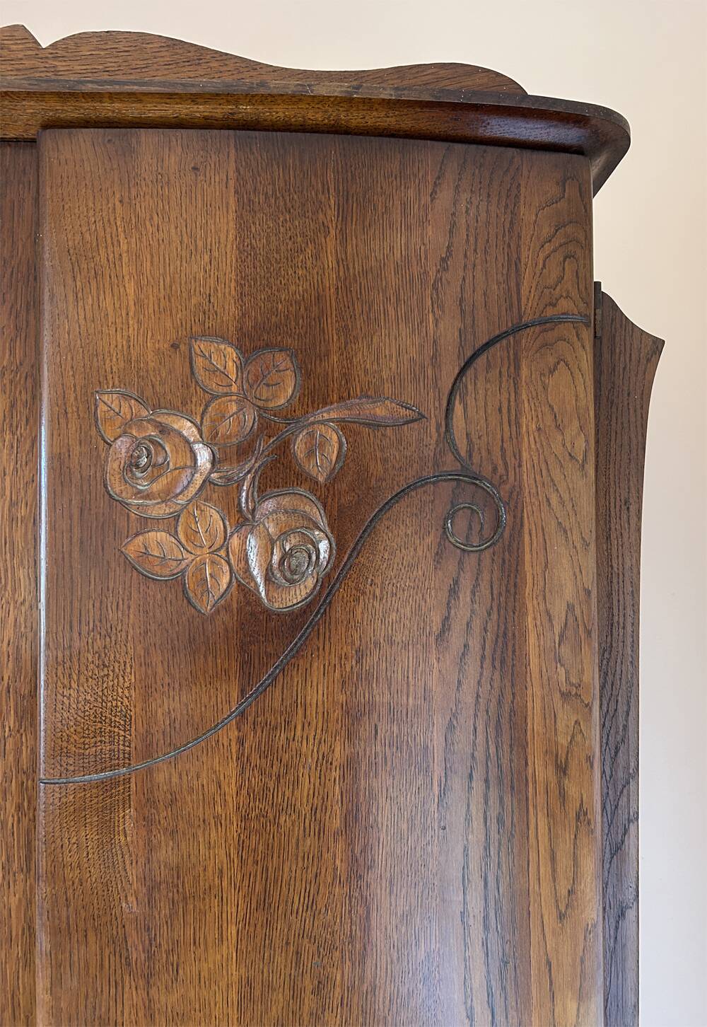 1950s linen wardrobe, shelves, central mirror