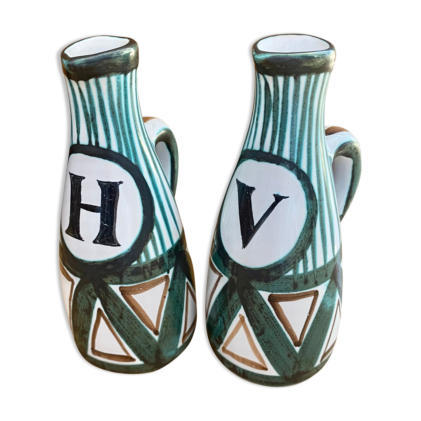 Vinegar oiler, pitchers Robert Picault ceramic Vallauris