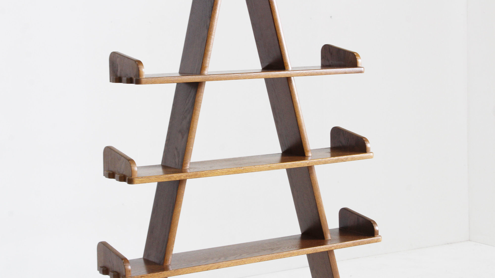 Vintage brutalist pyramid shelving unit bookcase