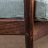 Danish 3 seater sofa in Rosewood and new fabric by Grete Jalk for Poul Jepessen 1960.