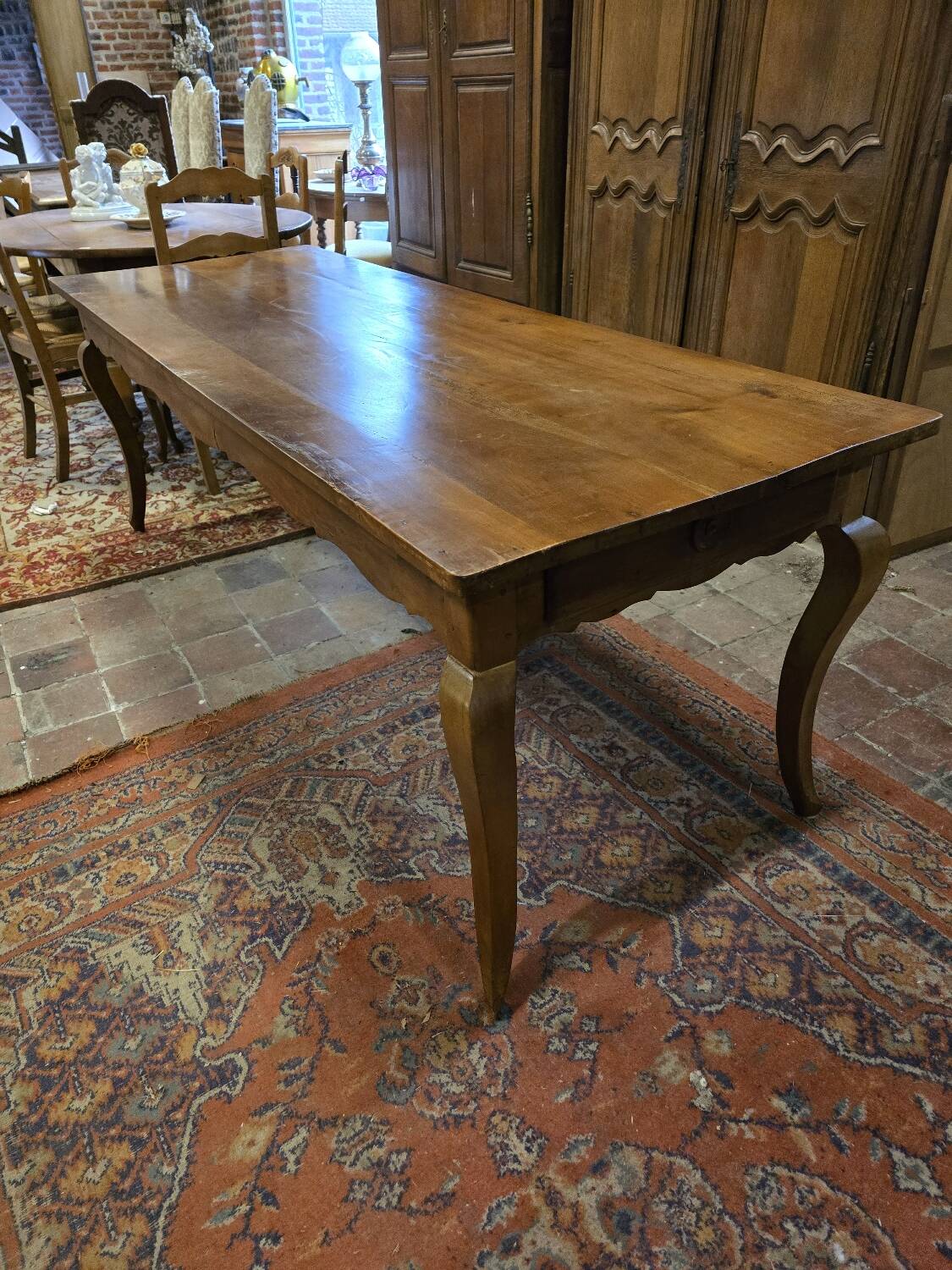 19th century solid cherry wood farmhouse table