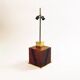 Lacquered Burl Wood Cube Table Lamp 1970s Hollywood Regency Glamour