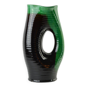 Accolay, vase -Pichet vert et noir