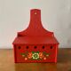 Boîte à oignons ou épices en plastique rouge façon bois et décor floral - EMSA - 1970