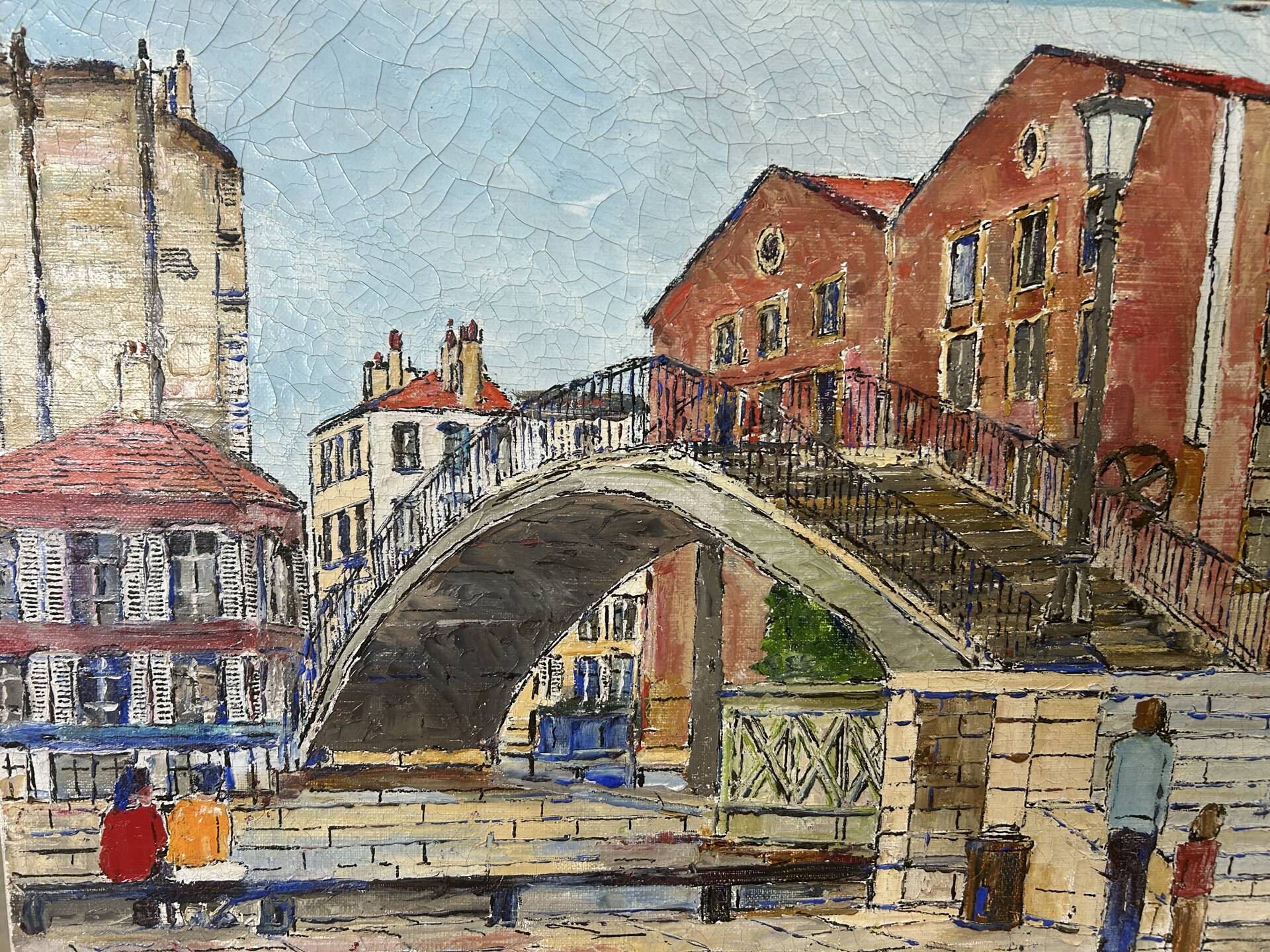 Painting of the lifting bridge on Rue de Crimée in Paris, Roland Hamon