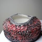 Vintage 2000s red and grey handmade raku jewellery box