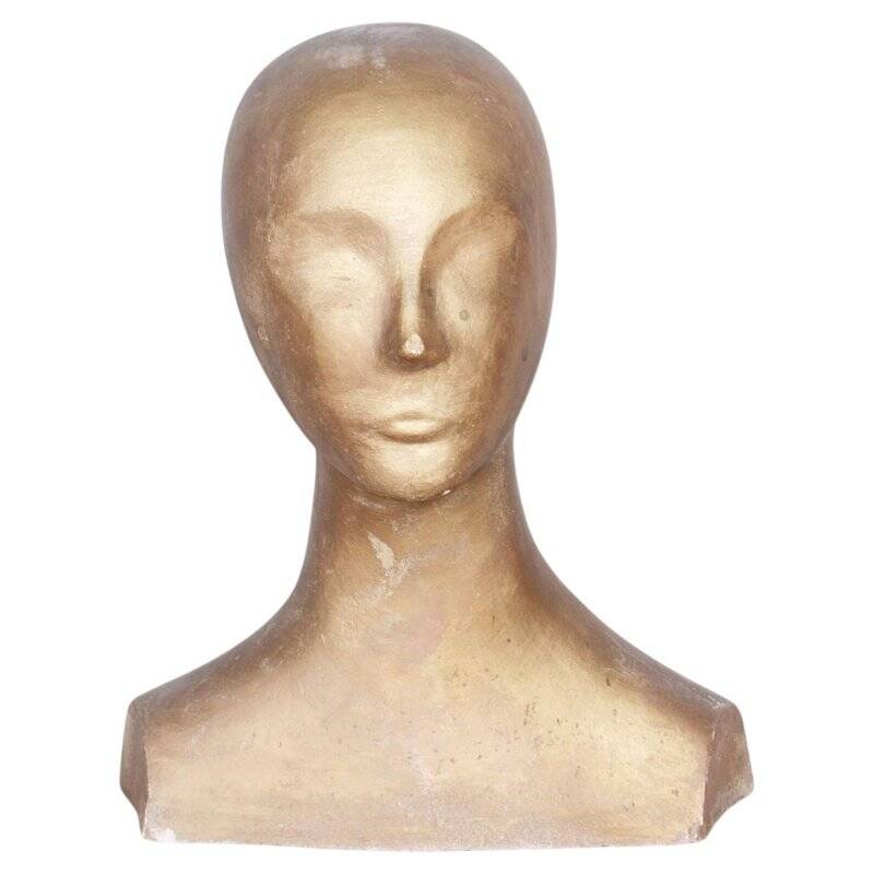 Mid-Century Modern Bust in Patinated Plaster, Czech, 1960s