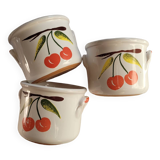 Glazed earthenware terrines with cherries