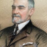 Pastel Painting "Portrait of a Man" Gaston Edouard Guédy (1874-1955) huge coast