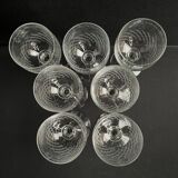 7 wine glasses – Blown, cut and guilloché glass