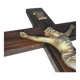 Large Antique Walnut Crucifix with Brass Inserts - Vintage 1920 - French
