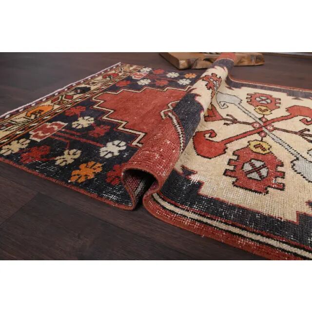 Vintage Turkish Oushak Handmade Wool Cotton Red Runner Rug 73x330