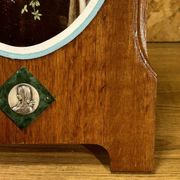 Old bedside oratory, oak, enamelled plaque, holy virgin, lourdes