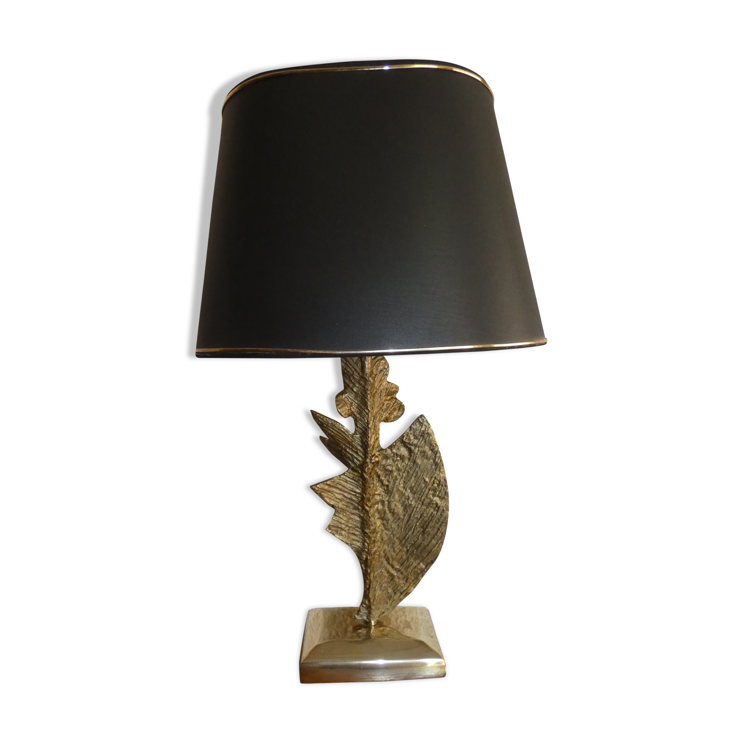 Brutalist bronze lamp signed 1970