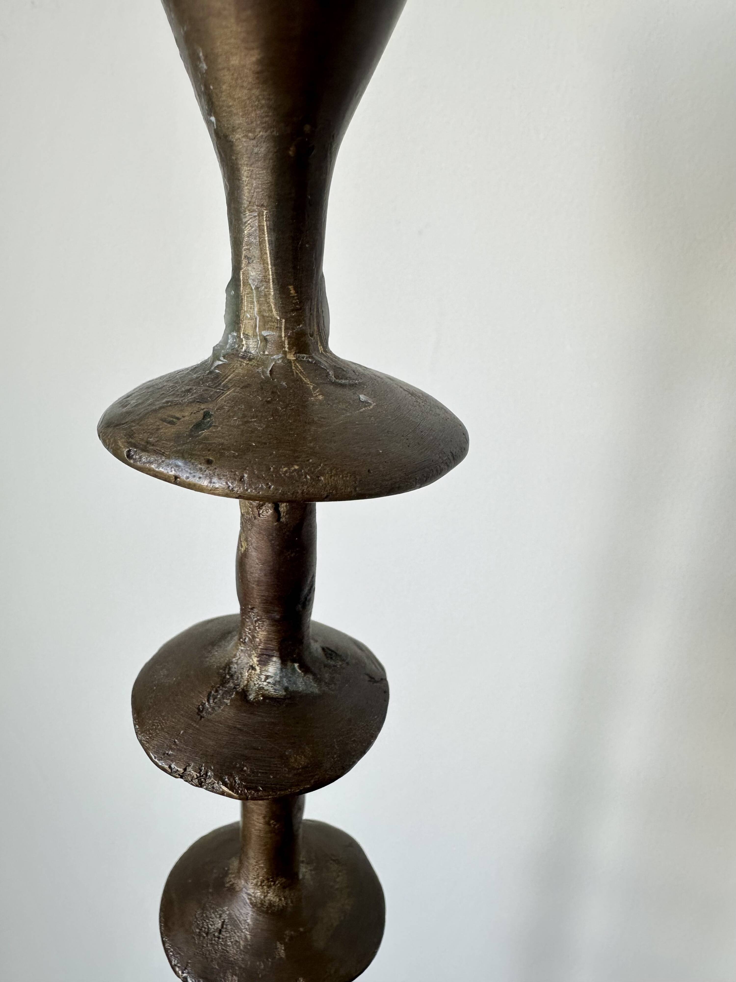 Vintage mid century brutalist hand forged brass candlesticks