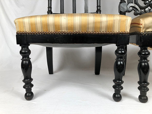 Set of two nanny chairs, blackened wood, Napoleon III