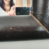 Square leather mirror