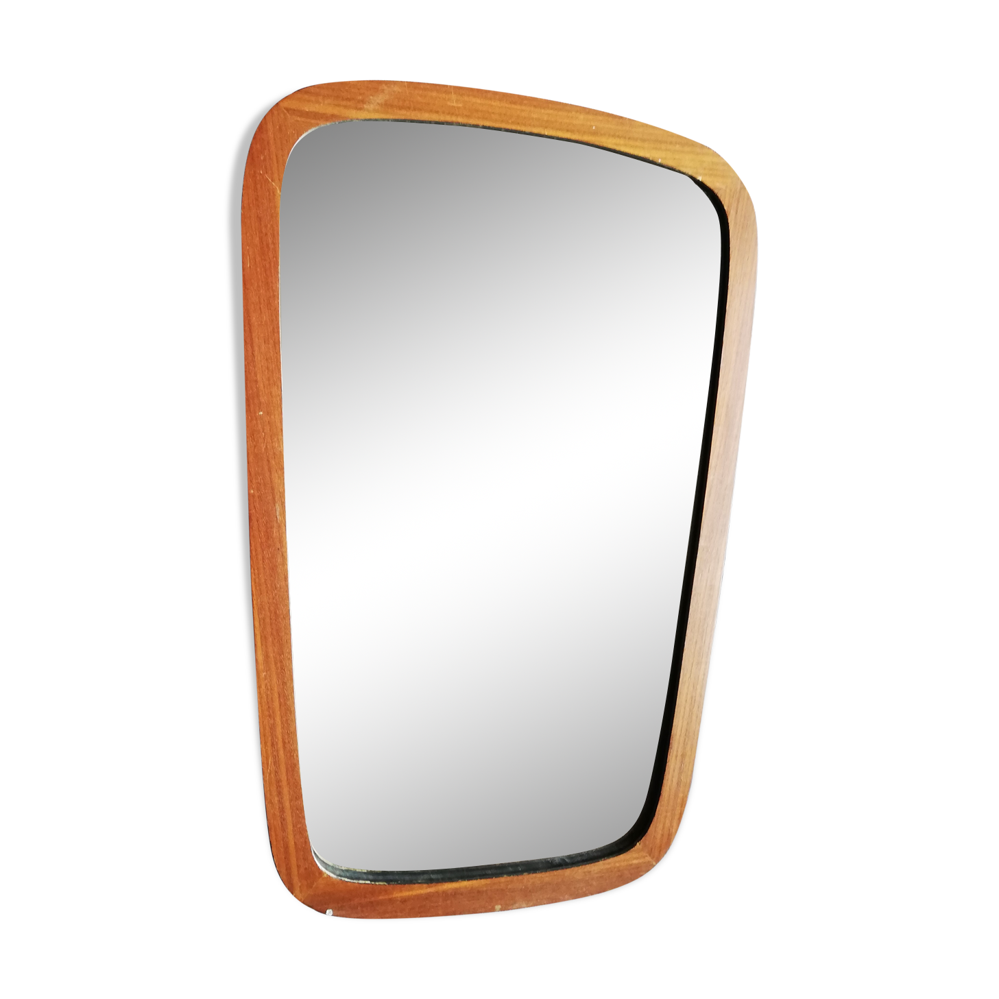 Asymmetrical modernist free form wooden mirror 50/60 - 59x39 to 32cm