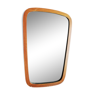 Asymmetrical modernist free form wooden mirror 50/60 - 59x39 to 32cm