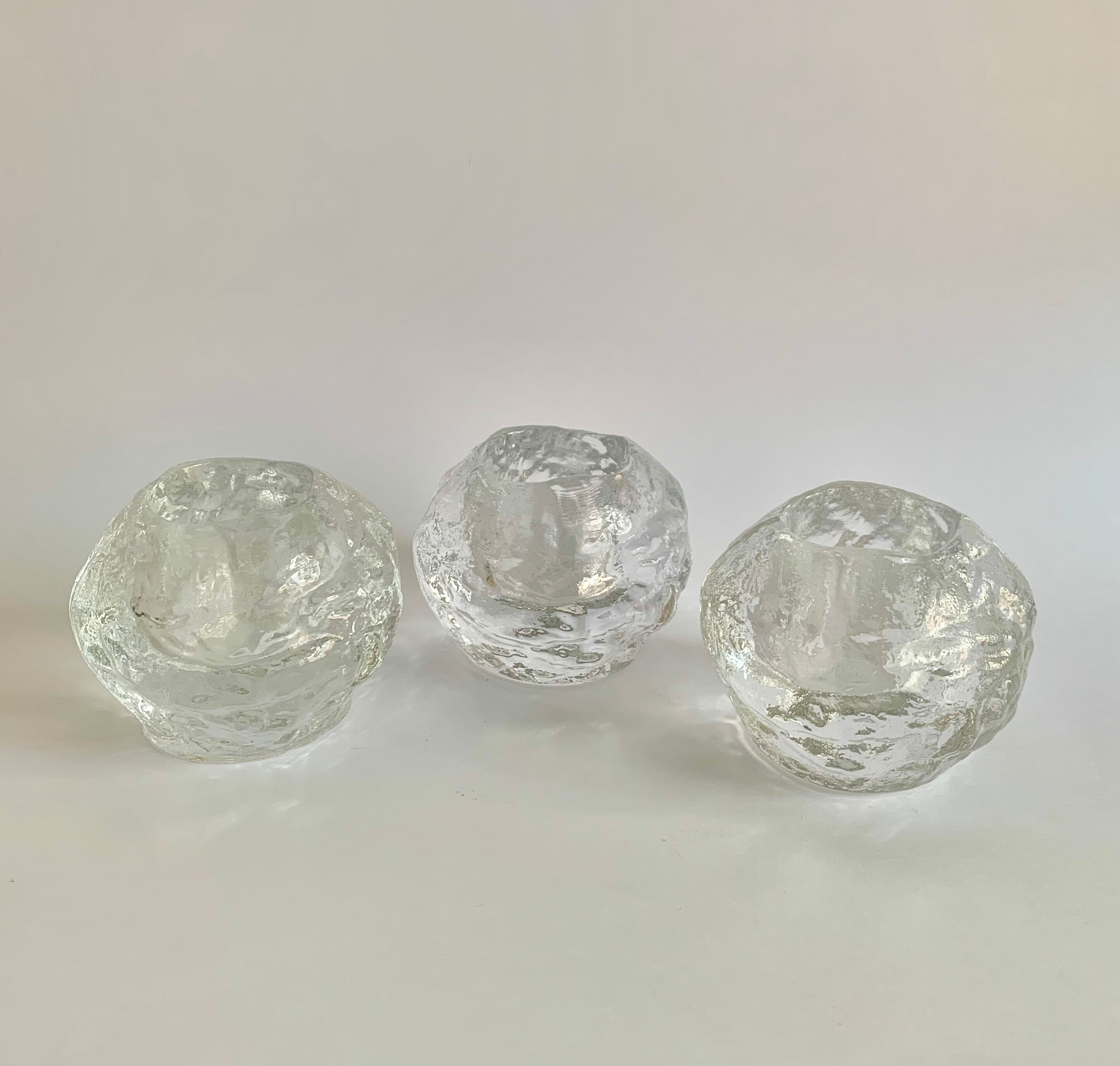 Set of 3 Candleholders, Kosta Boda, Sweden, 1970s