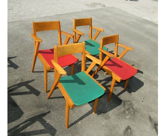 Lot of 8 Scandinavian style chairs Danish 60s-70s
