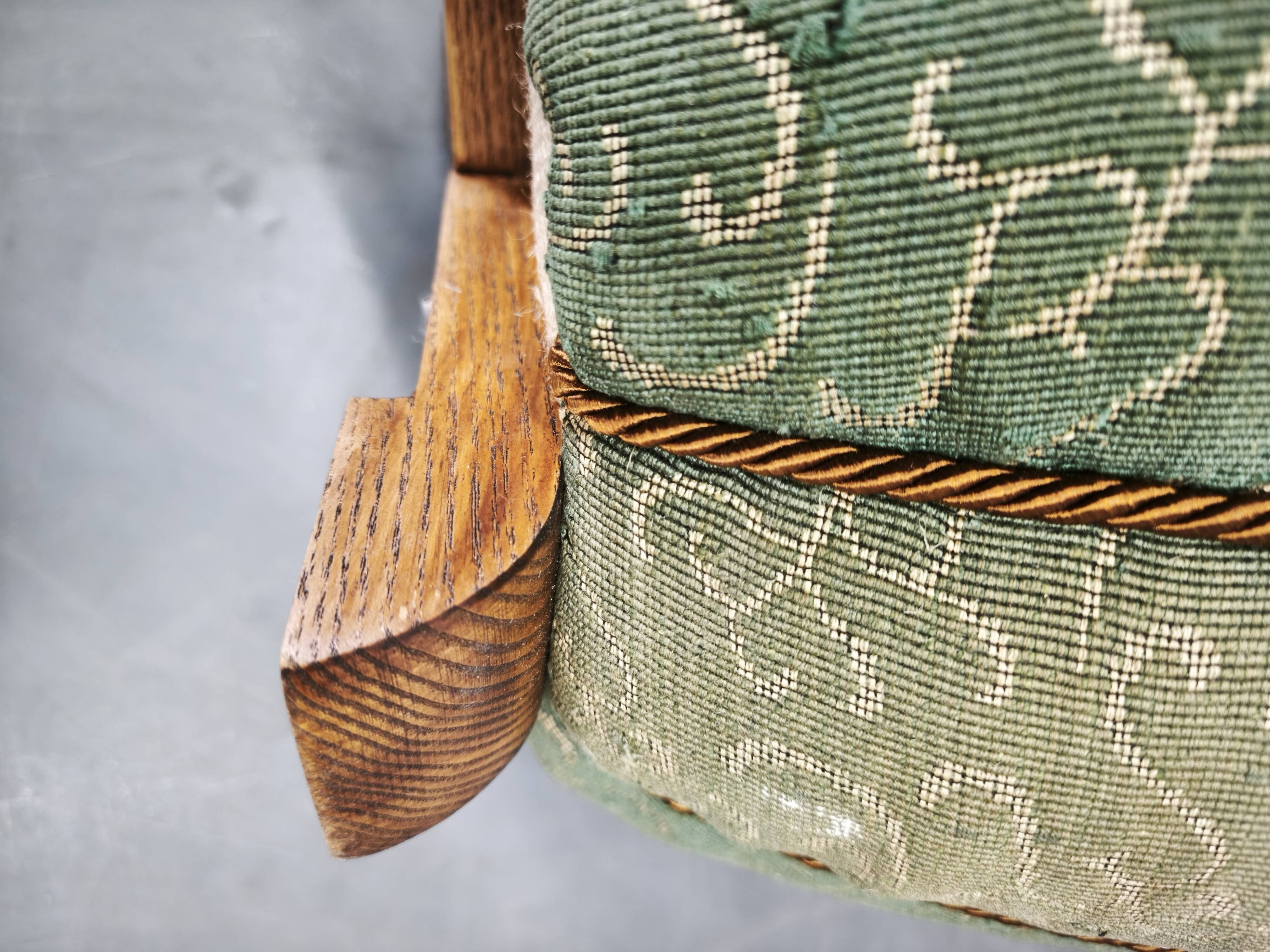 1930s Jindřich Halabala Art Deco Upholstered Ottoman Tabouret