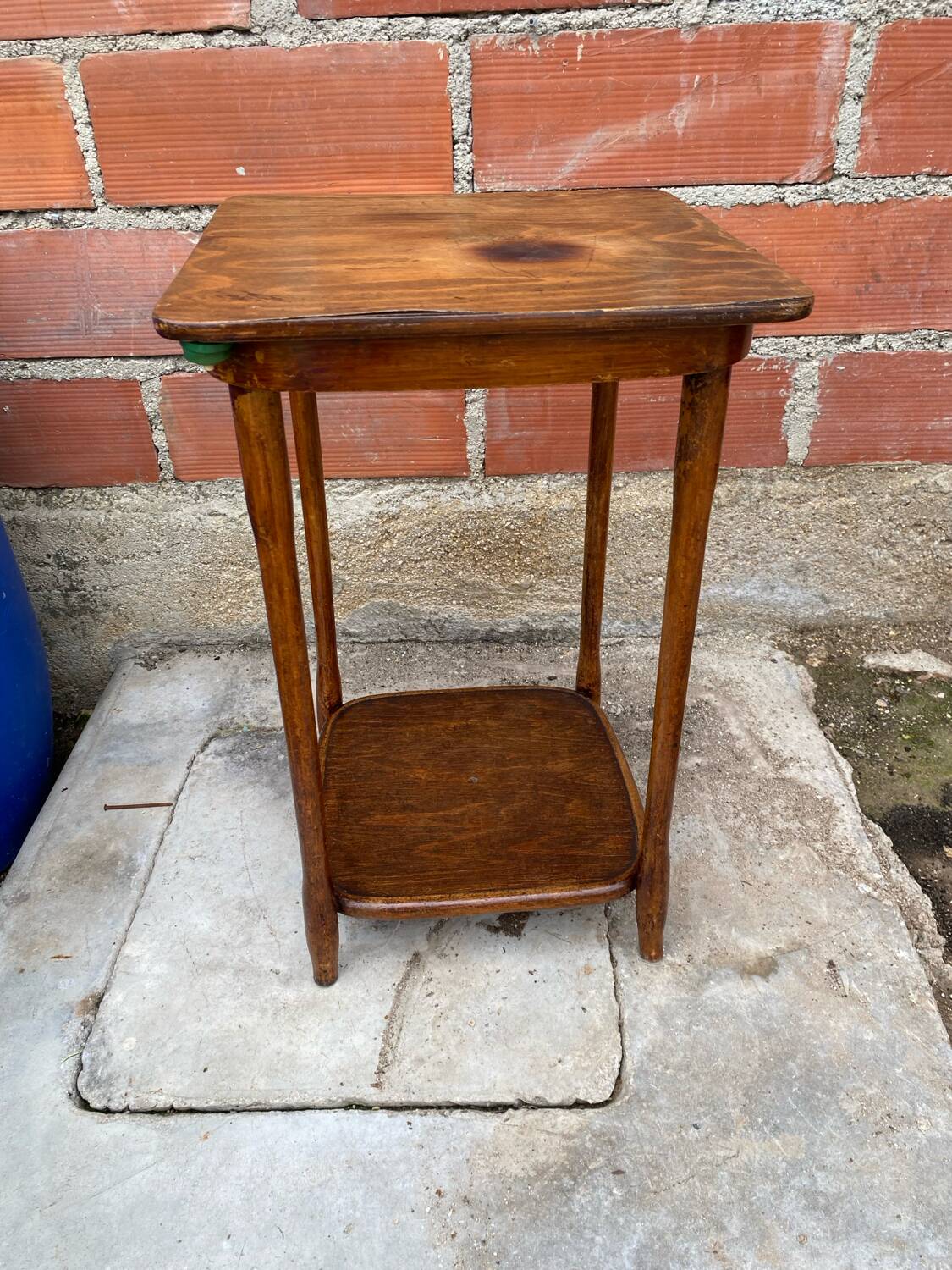 Table D’appoint Sellette Ancienne Bois Tourné Brut Décoration Vintage